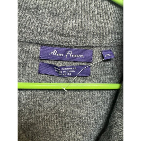 Alan Flusser Gray 100% Cashmere Full Zip Cardigan Sweater XXL Mens - Picture 2 of 8